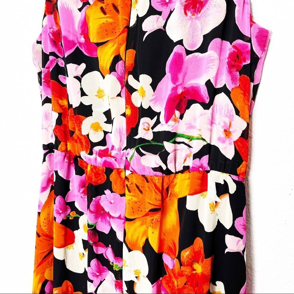 Eliza J Floral Chiffon Sleeveless Pleated Maxi Dress 4 Sheath - Picture 4 of 10